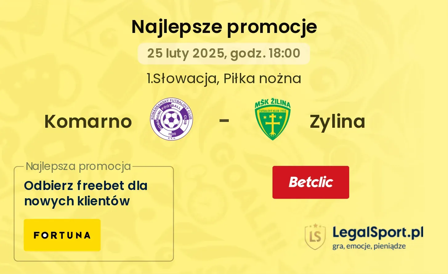 Komarno - Zylina promocje bonusy na mecz