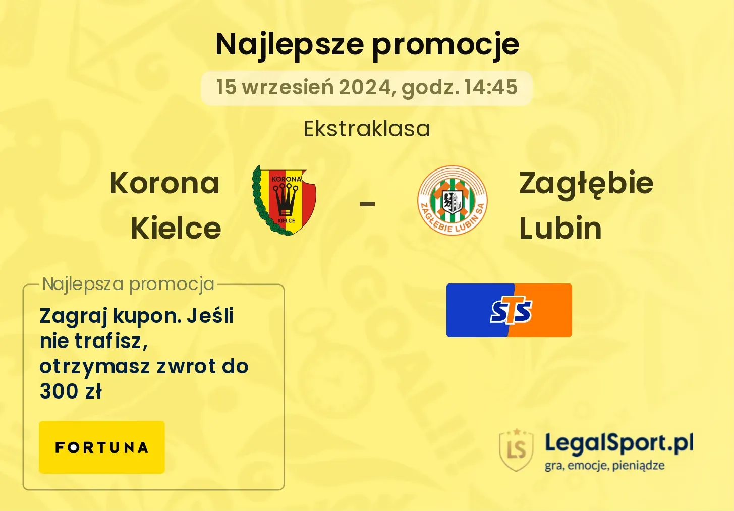 Korona Kielce - Zagłębie Lubin promocje bonusy na mecz