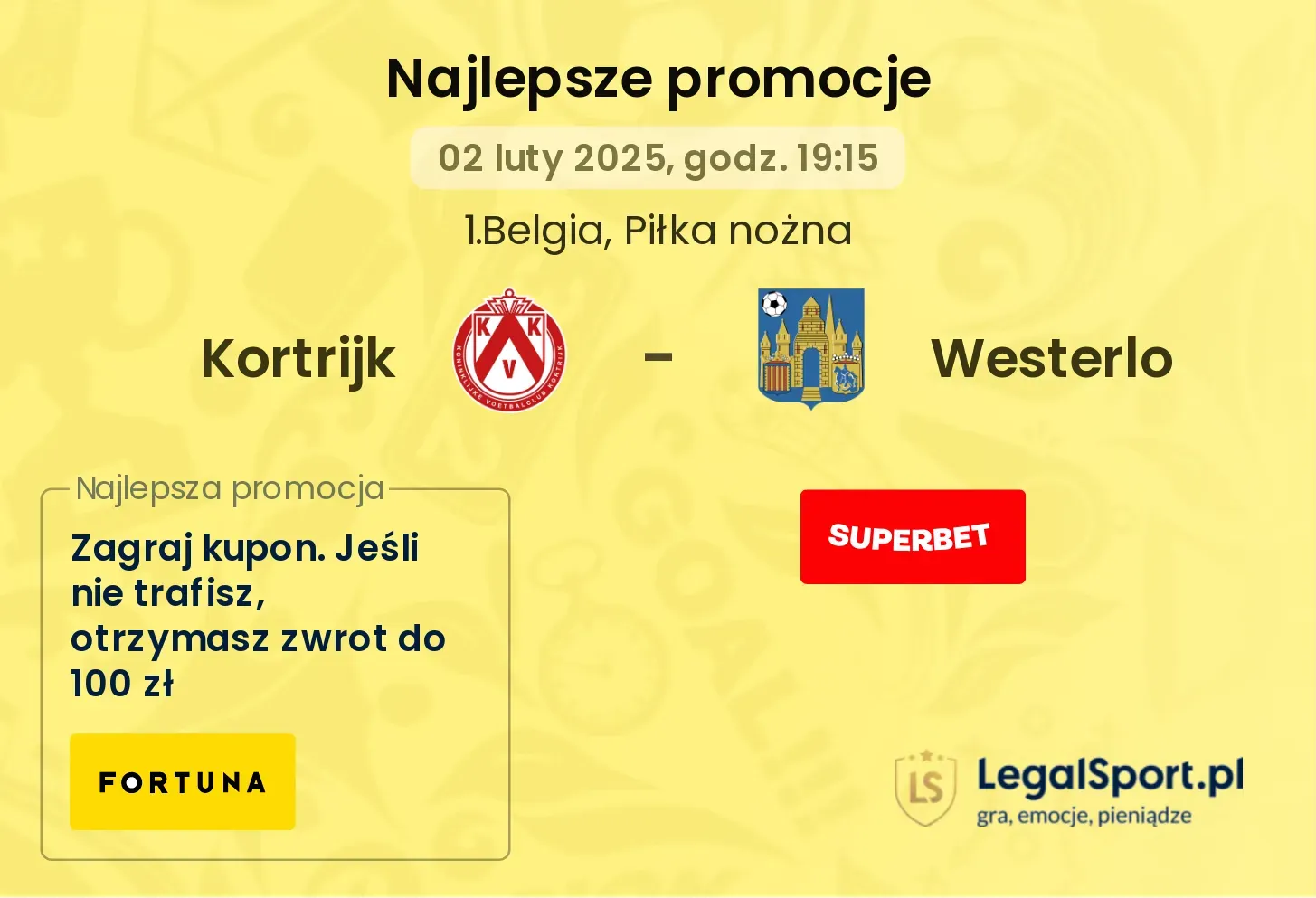 Kortrijk - Westerlo promocje bonusy na mecz