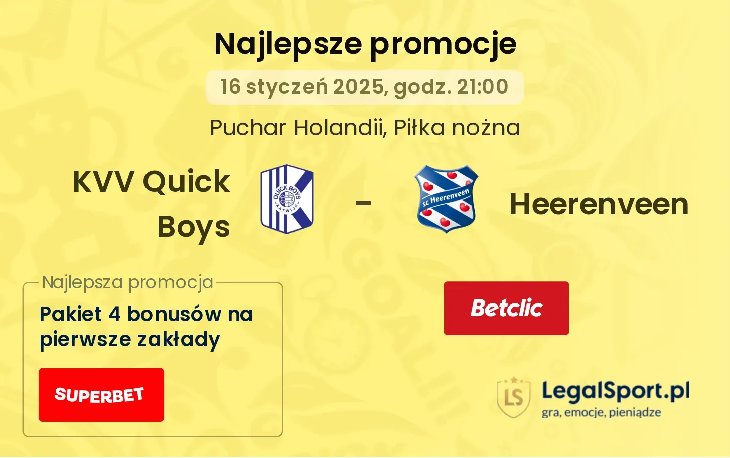 KVV Quick Boys - Heerenveen promocje bonusy na mecz