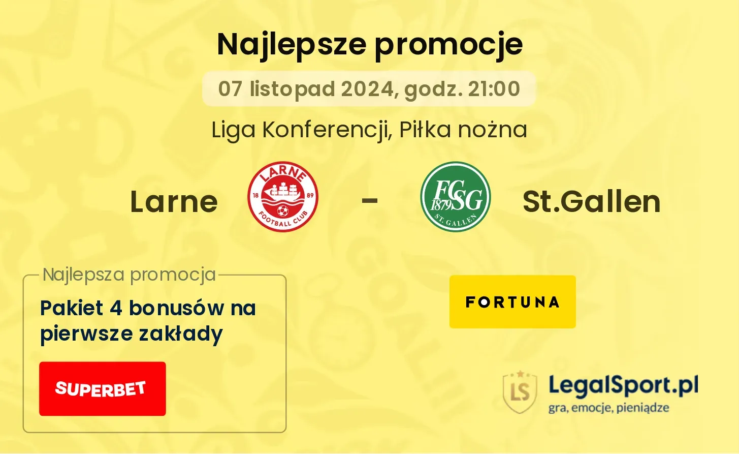 Larne - St.Gallen promocje bukmacherskie 07.11, 21:00