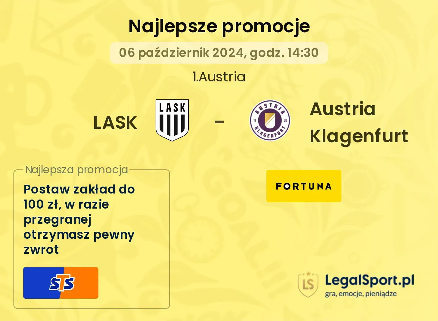 LASK - Austria Klagenfurt promocje bonusy na mecz