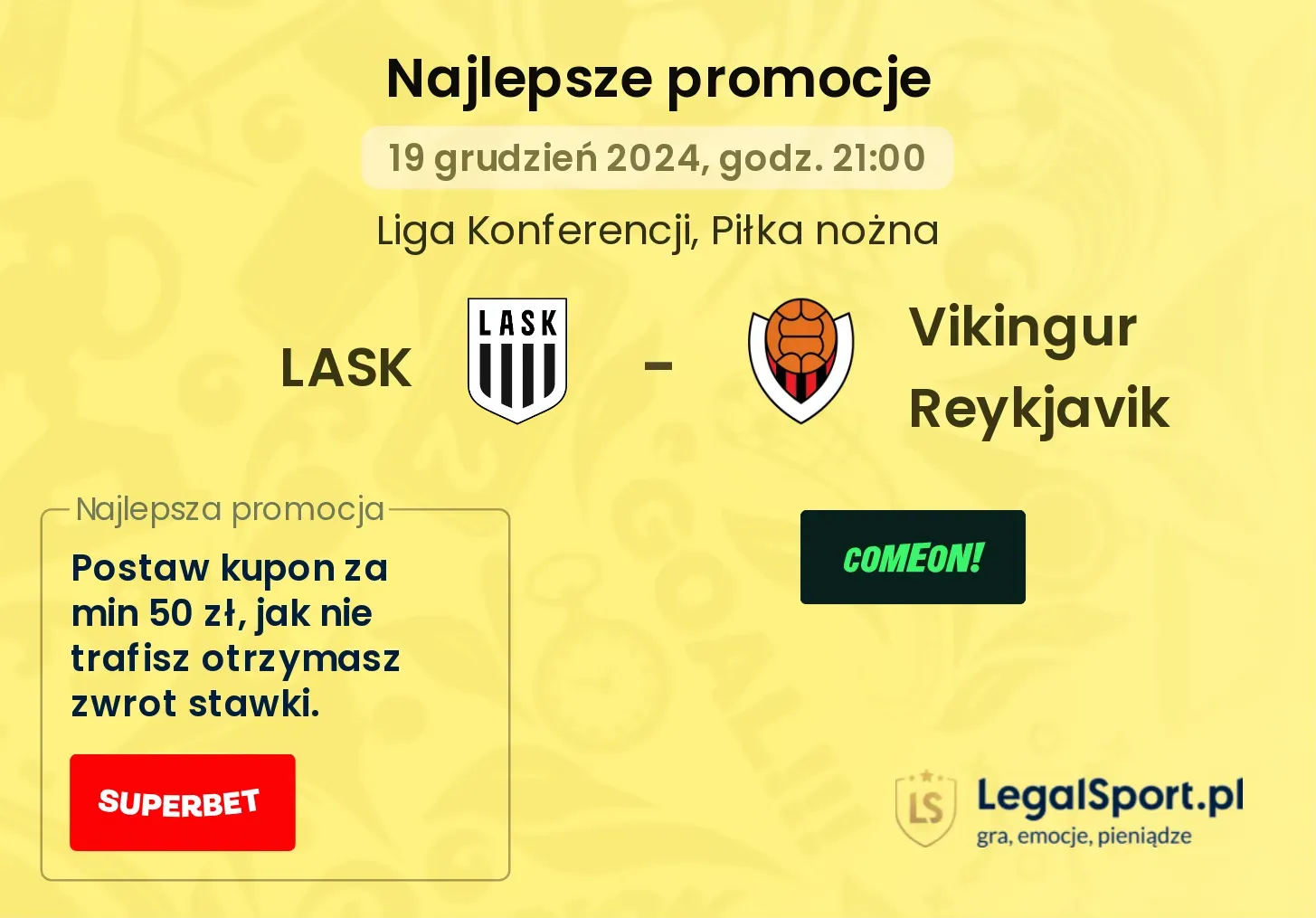 LASK - Vikingur Reykjavik promocje bonusy na mecz