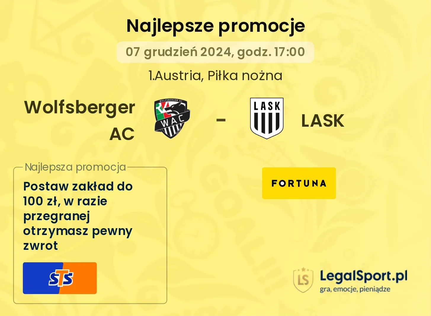 Wolfsberger AC - LASK promocje u bukmacherów