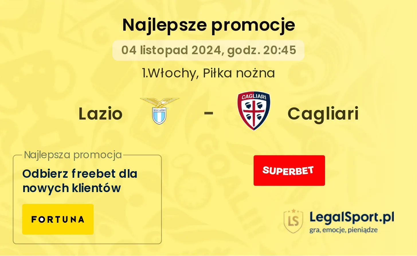 Lazio - Cagliari promocje bonusy na mecz