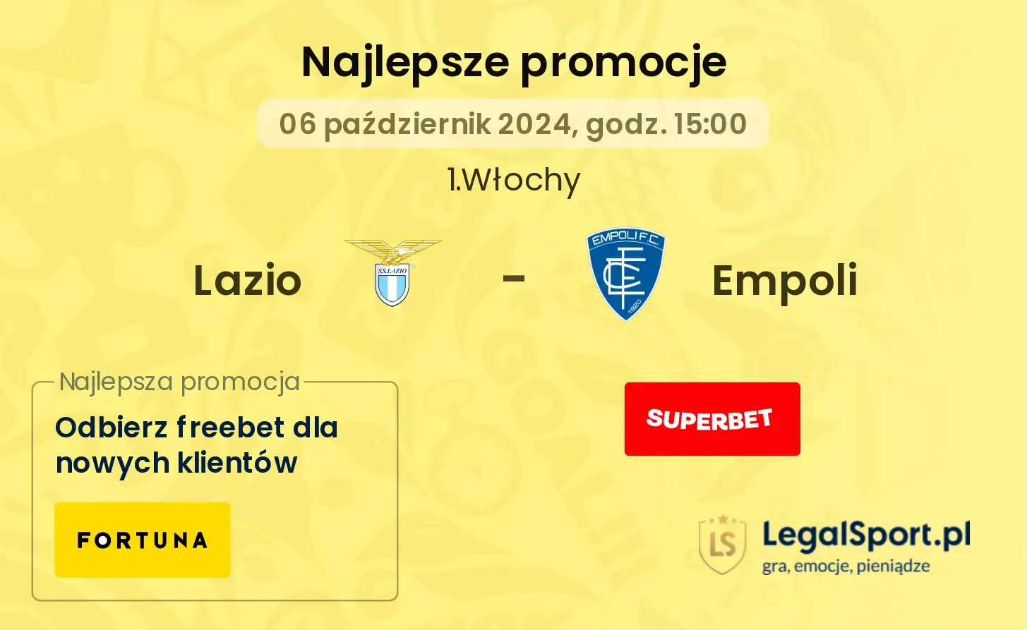 Lazio - Empoli promocje bukmacherskie 06.10, 15:00