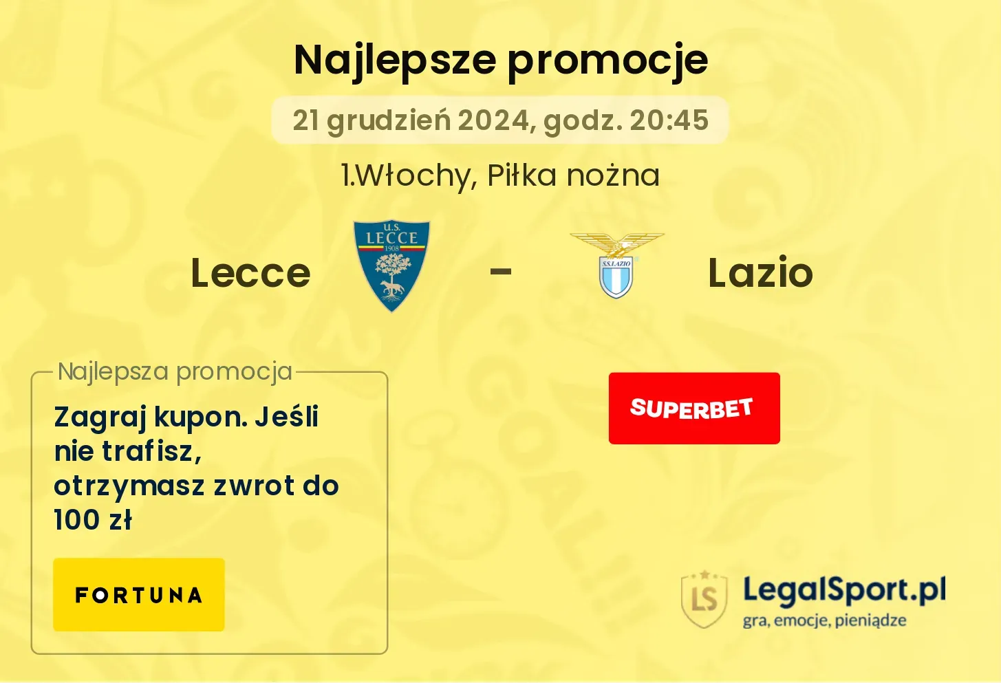 Lecce - Lazio promocje bonusy na mecz