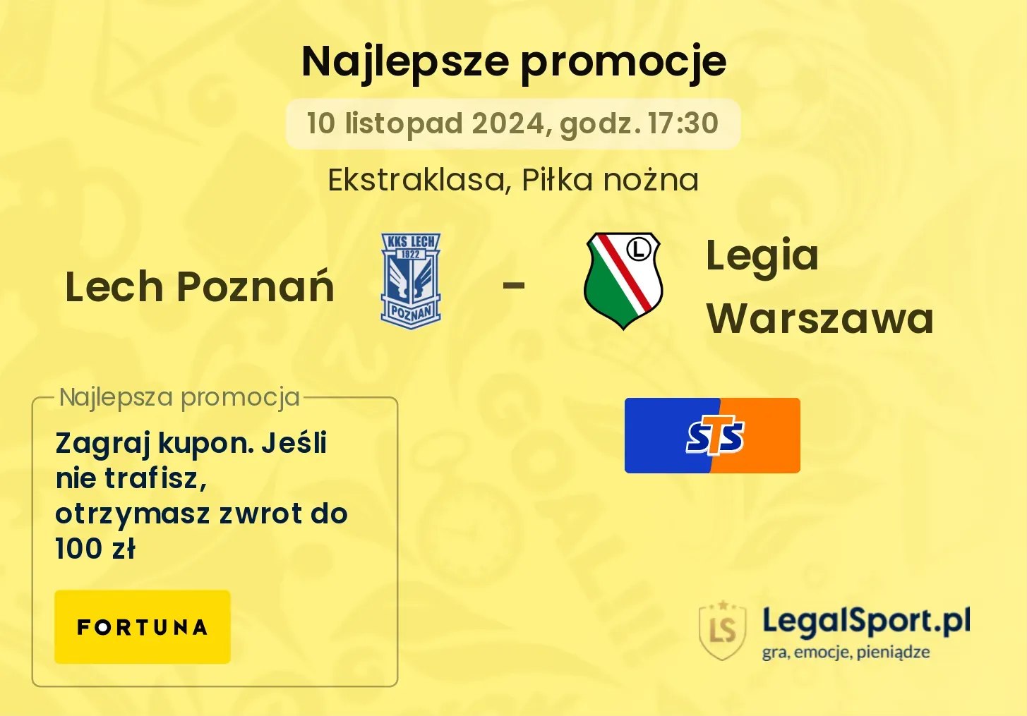 Lech Poznań - Legia Warszawa promocje bukmacherskie 10.11, 17:30