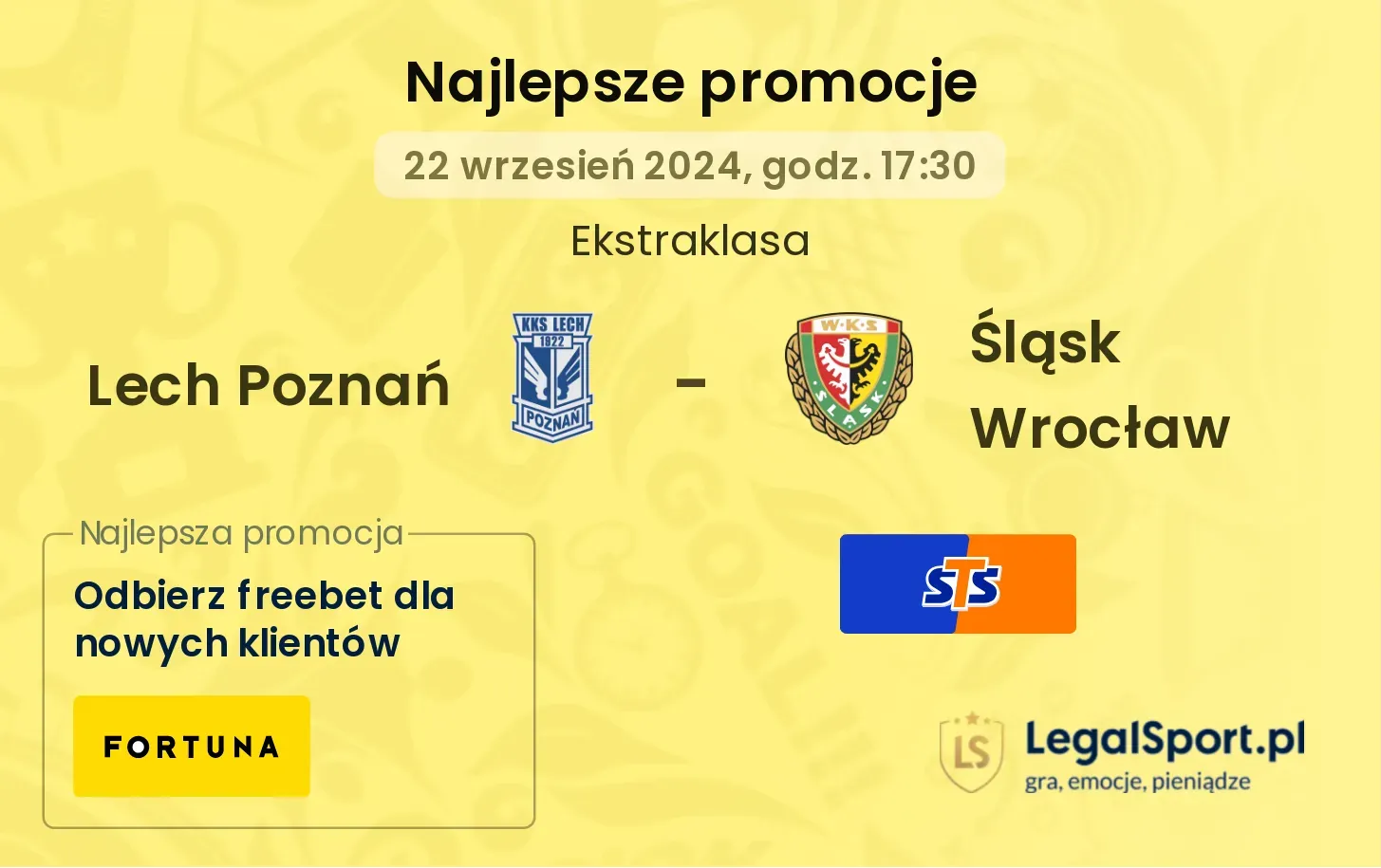 Lech Poznań - Śląsk Wrocław promocje u bukmacherów 22.09, 17:30