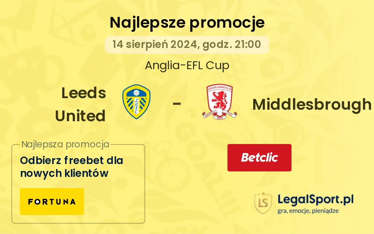 Leeds United - Middlesbrough promocje bonusy na mecz