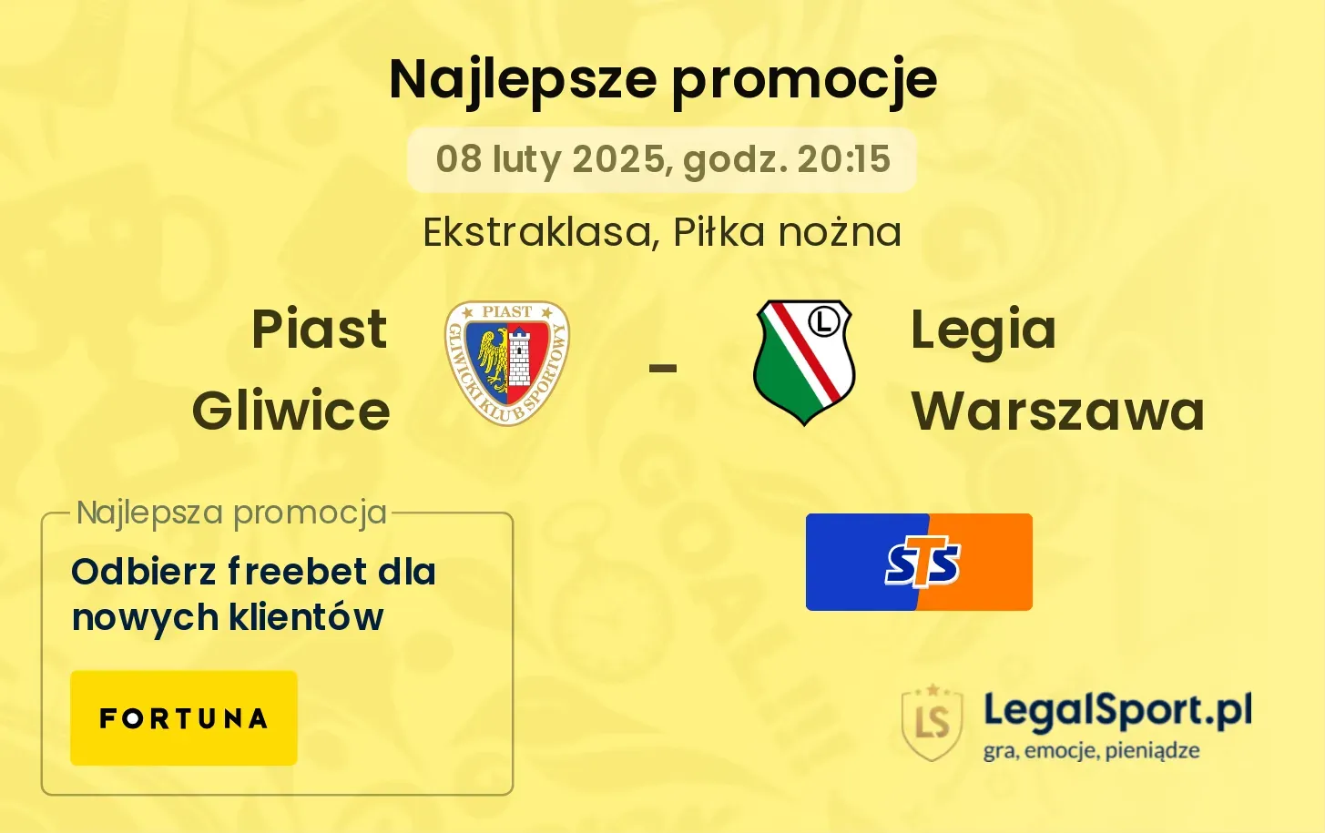 Piast Gliwice - Legia Warszawa promocje bukmacherskie