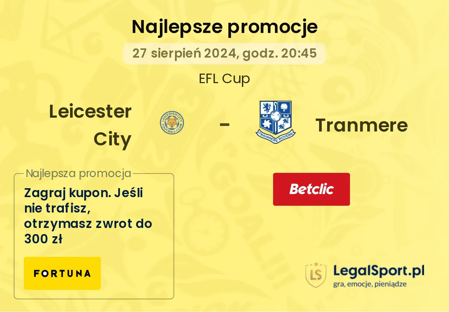 Leicester City - Tranmere promocje bonusy na mecz