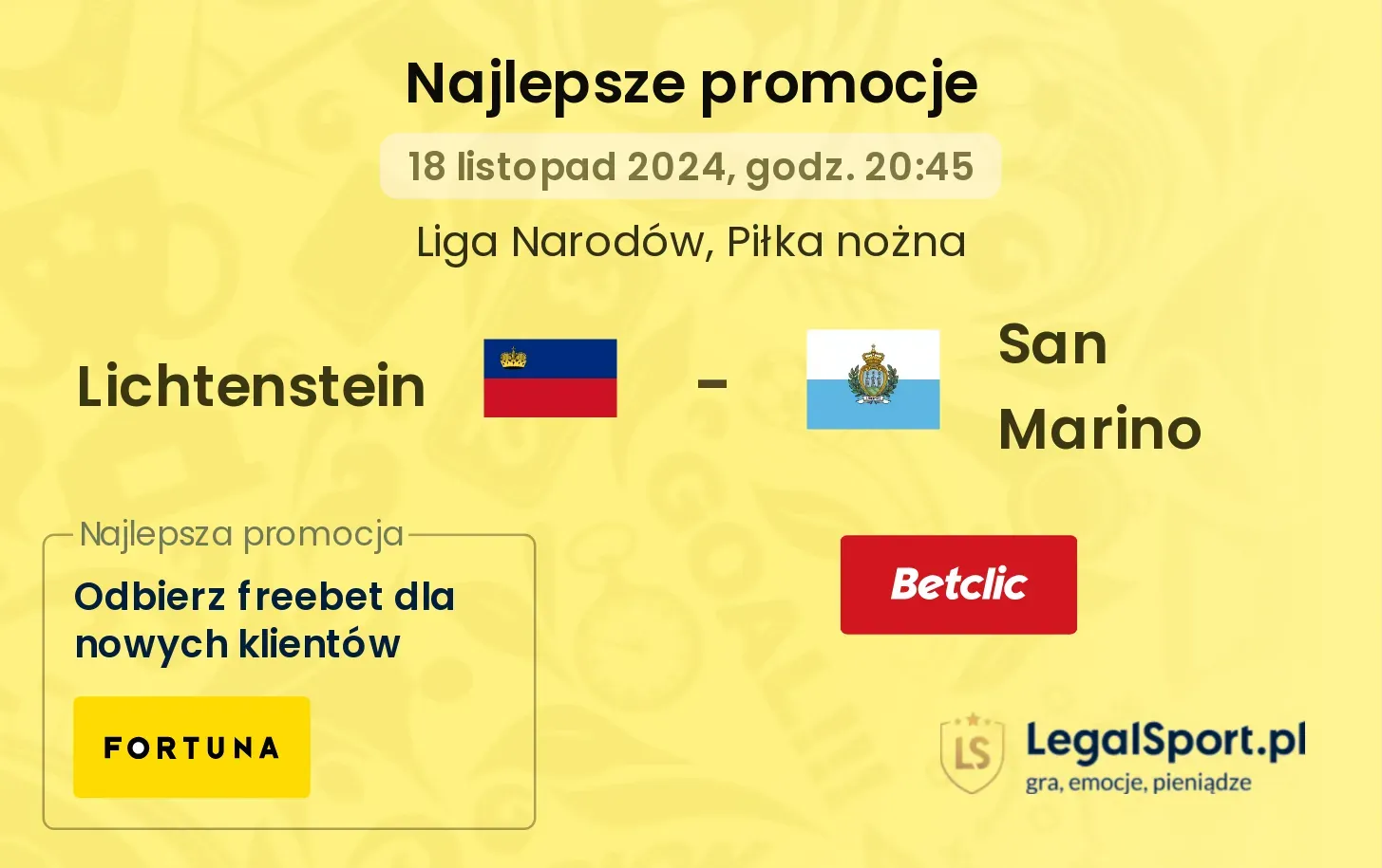 Lichtenstein - San Marino promocje bonusy na mecz