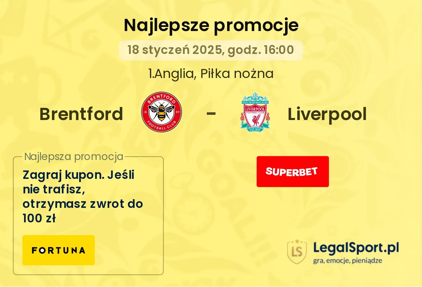 Brentford - Liverpool promocje u bukmacherów