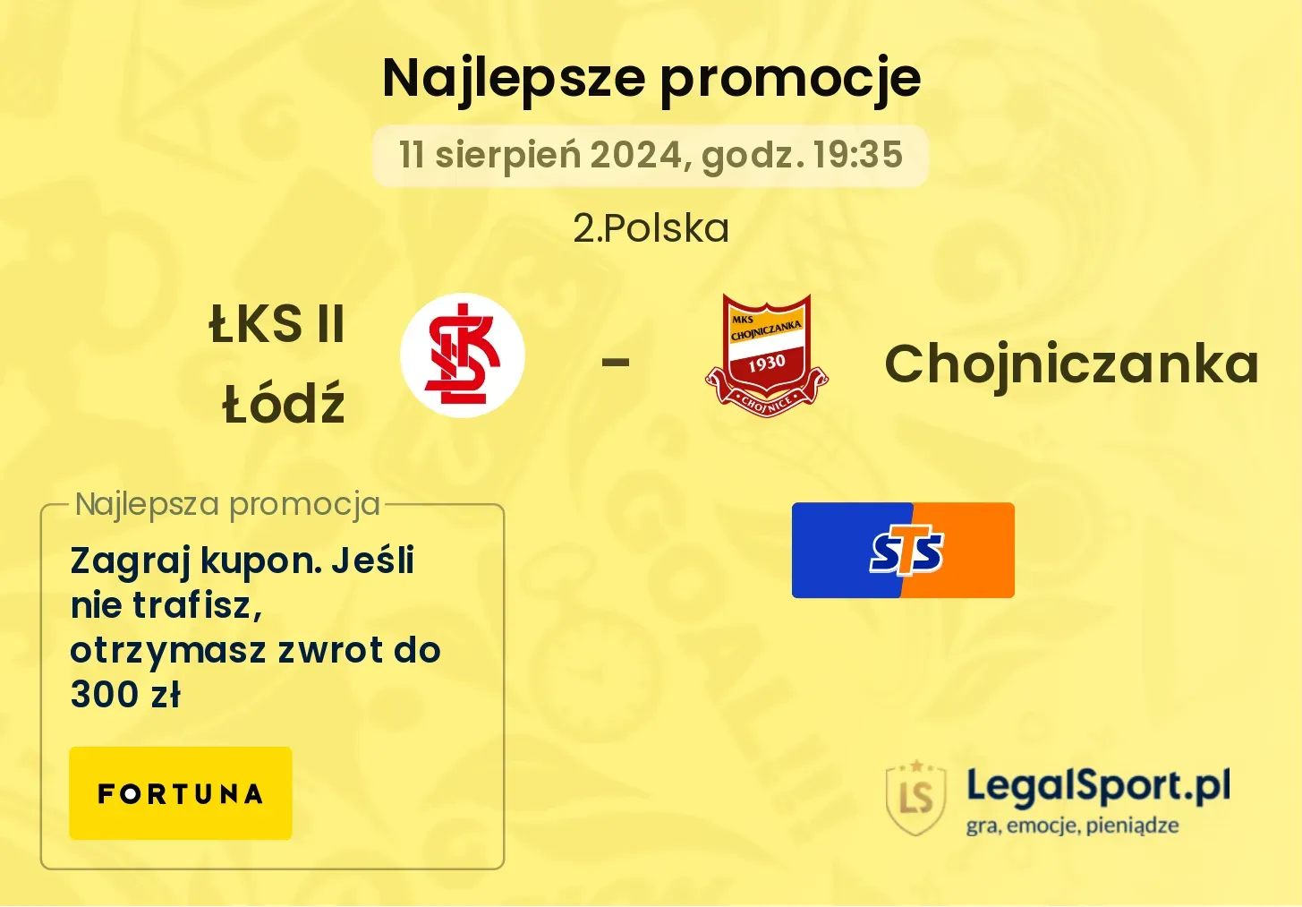 ŁKS II Łódź - Chojniczanka promocje bonusy na mecz