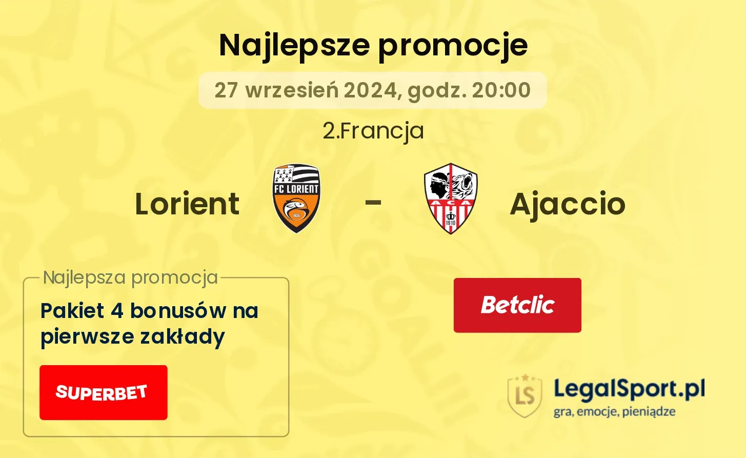 Lorient - Ajaccio promocje bonusy na mecz