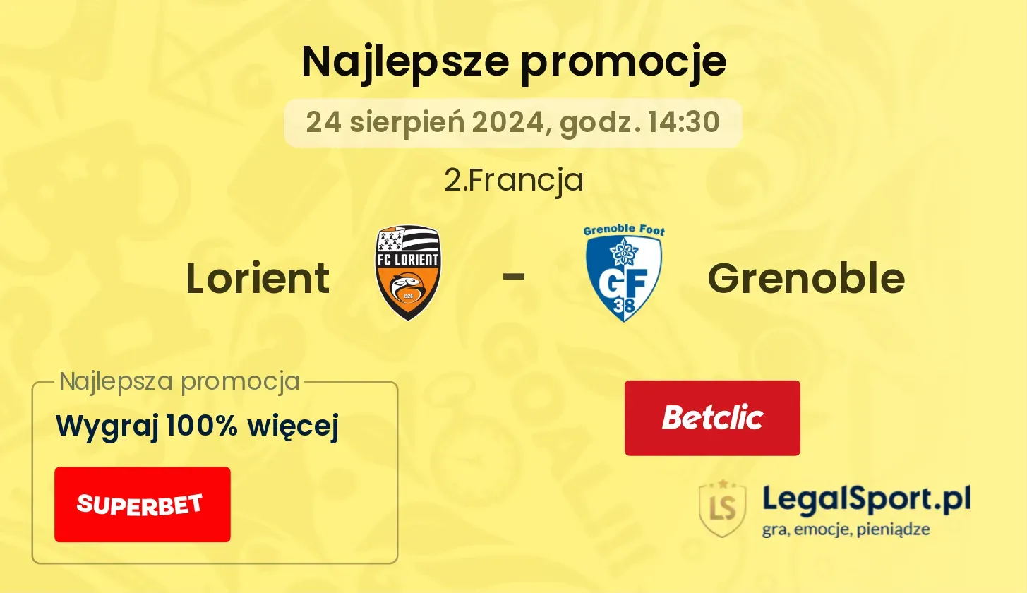 Lorient - Grenoble promocje bonusy na mecz