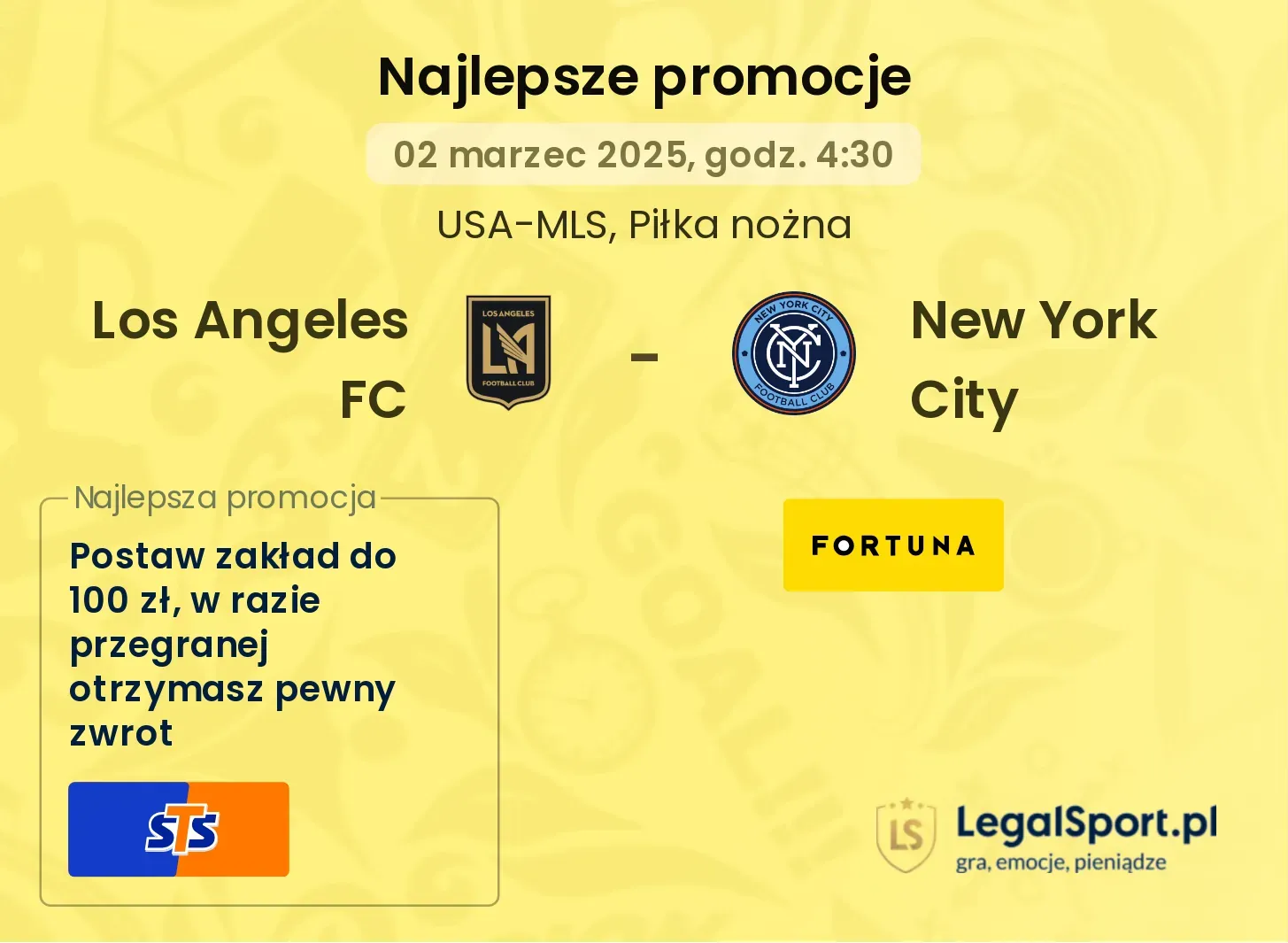 Los Angeles FC - New York City promocje bonusy na mecz