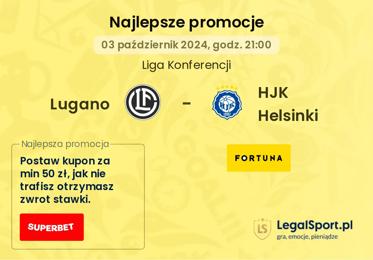 Lugano - HJK Helsinki promocje bonusy na mecz