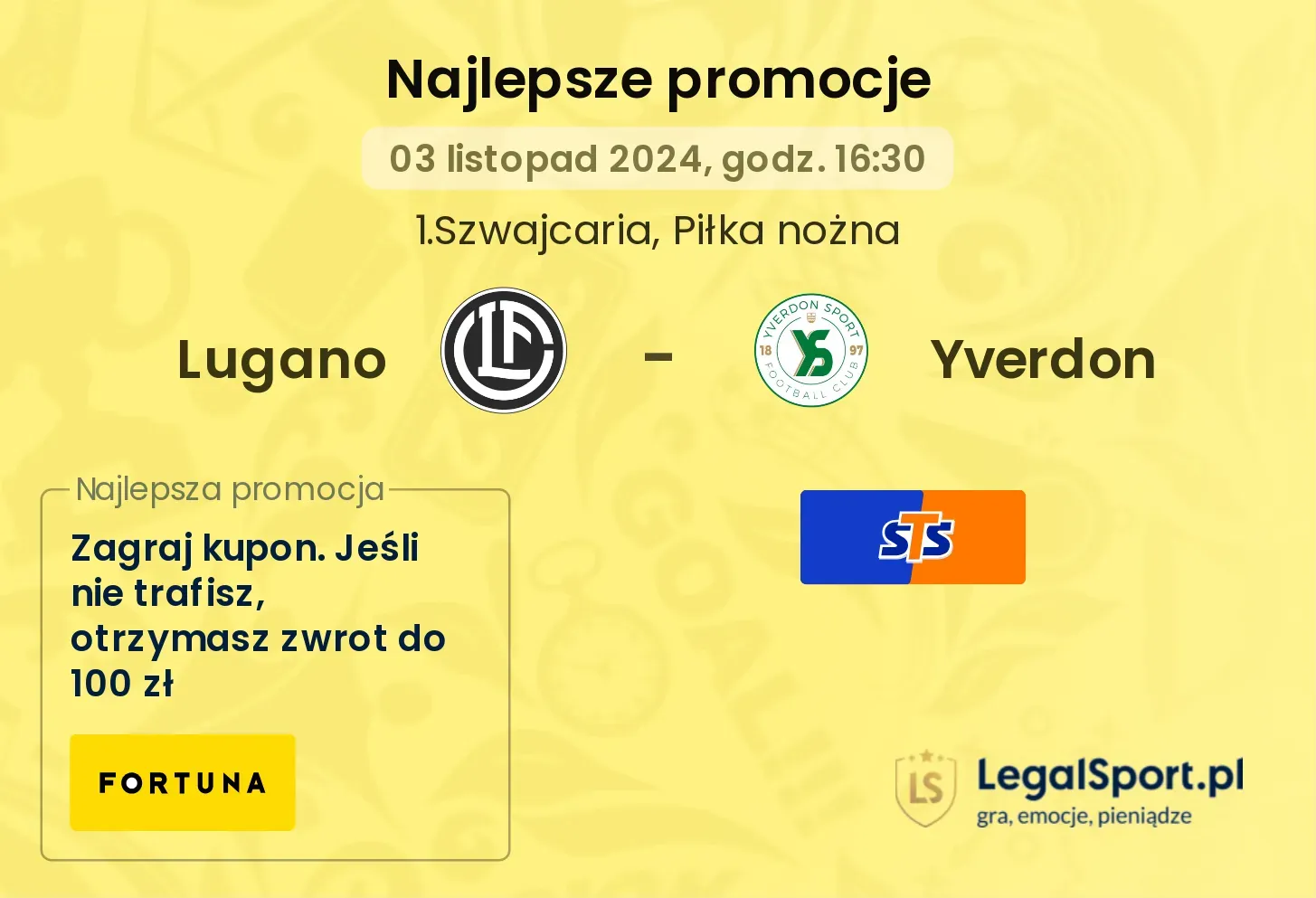 Lugano - Yverdon promocje u bukmacherów 03.11, 16:30