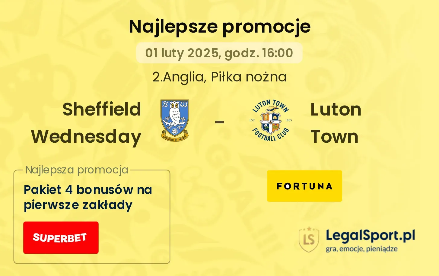 Sheffield Wednesday - Luton Town promocje bukmacherskie