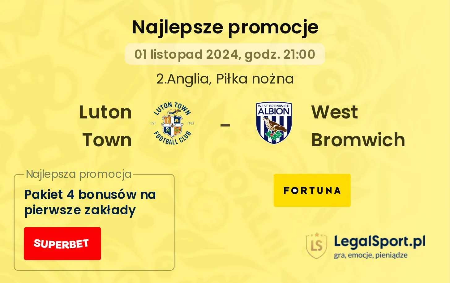 Luton Town - West Bromwich promocje bonusy na mecz