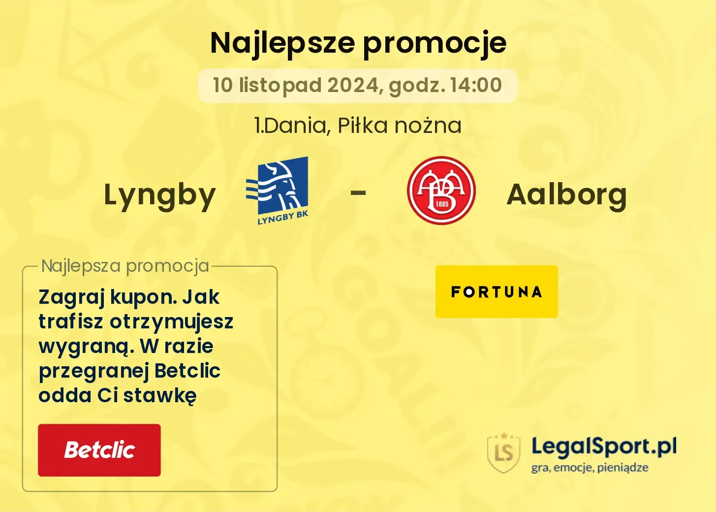 Lyngby - Aalborg promocje u bukmacherów 10.11, 14:00