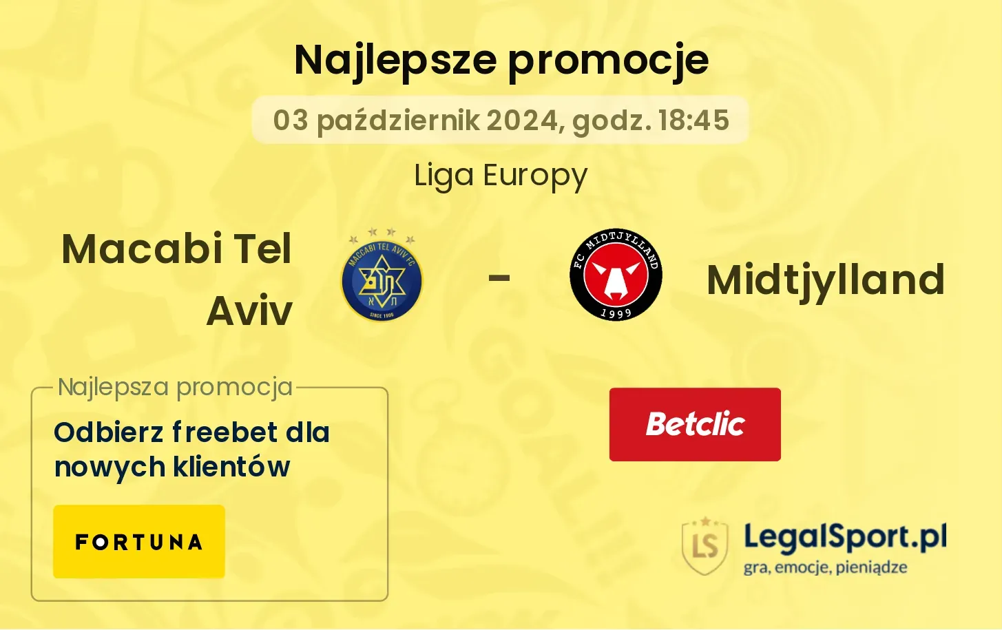 Macabi Tel Aviv - Midtjylland promocje bonusy na mecz