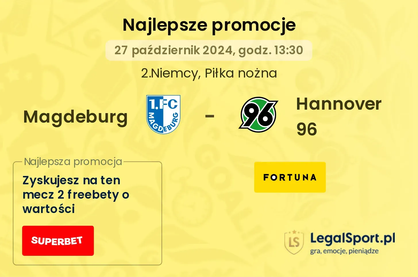 Magdeburg - Hannover 96 promocje bukmacherskie 27.10, 13:30