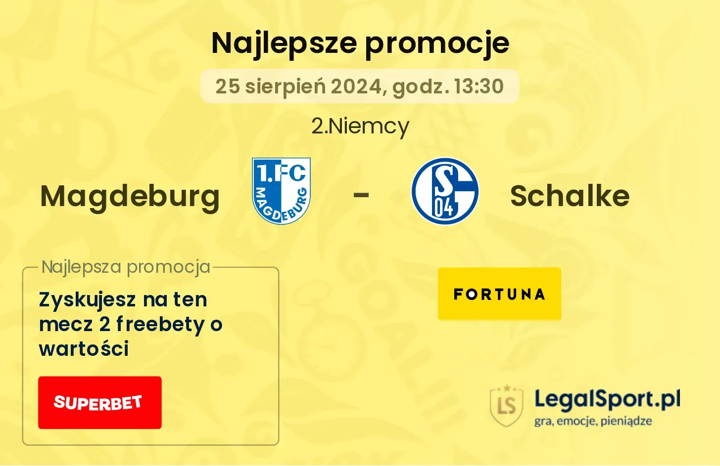 Magdeburg - Schalke promocje bukmacherskie 25.08, 13:30