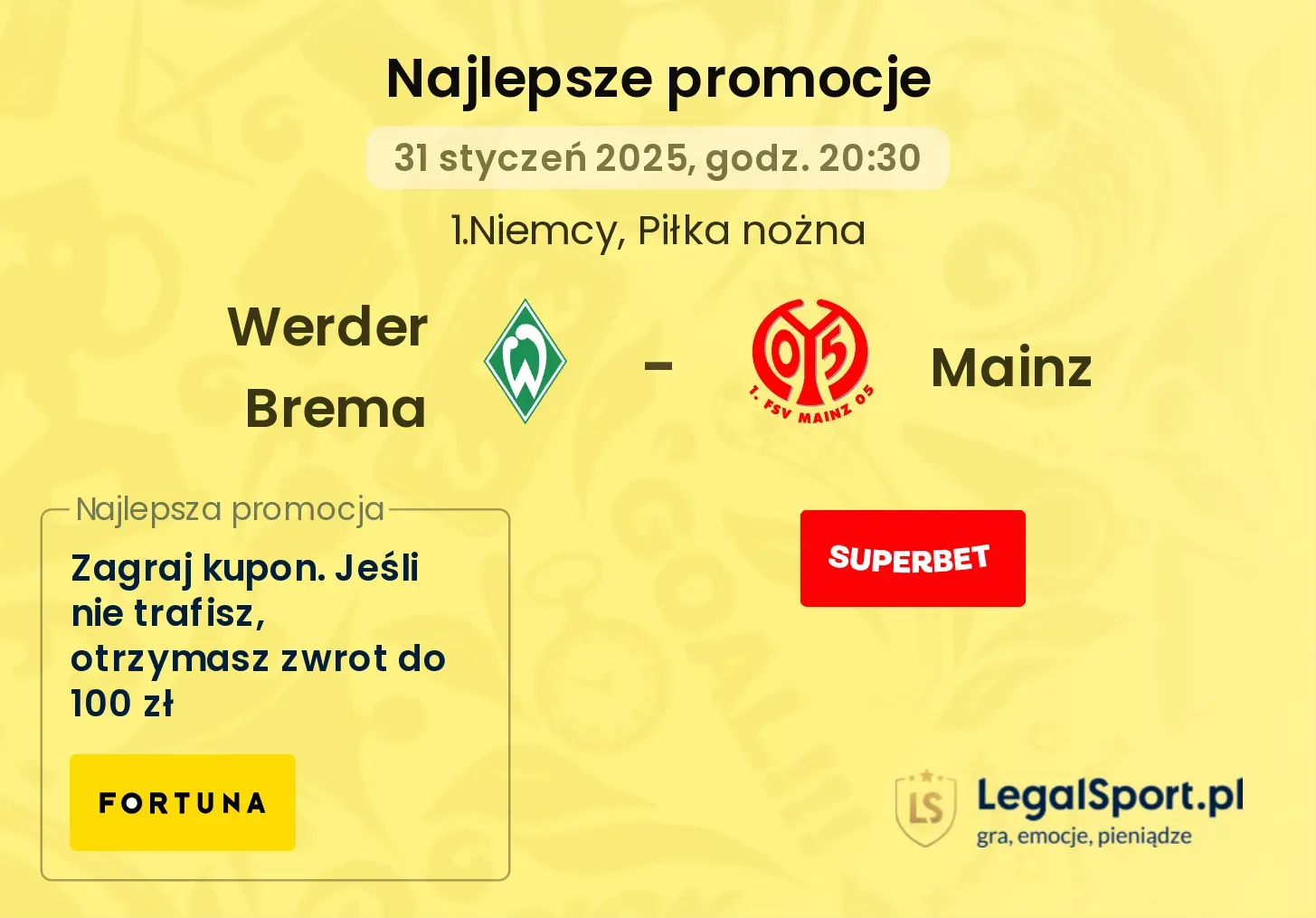 Werder Brema - Mainz promocje u bukmacherów