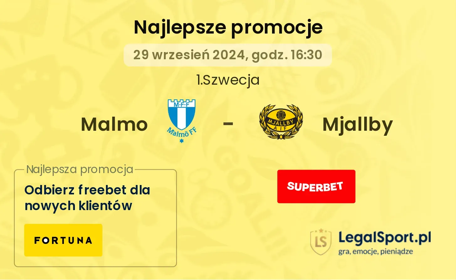 Malmo - Mjallby promocje bukmacherskie 29.09, 16:30