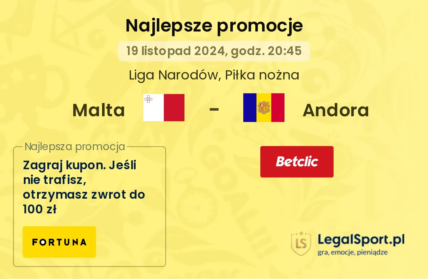 Malta - Andora promocje bonusy na mecz