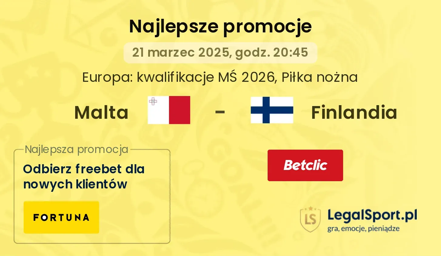 Malta - Finlandia promocje bonusy na mecz