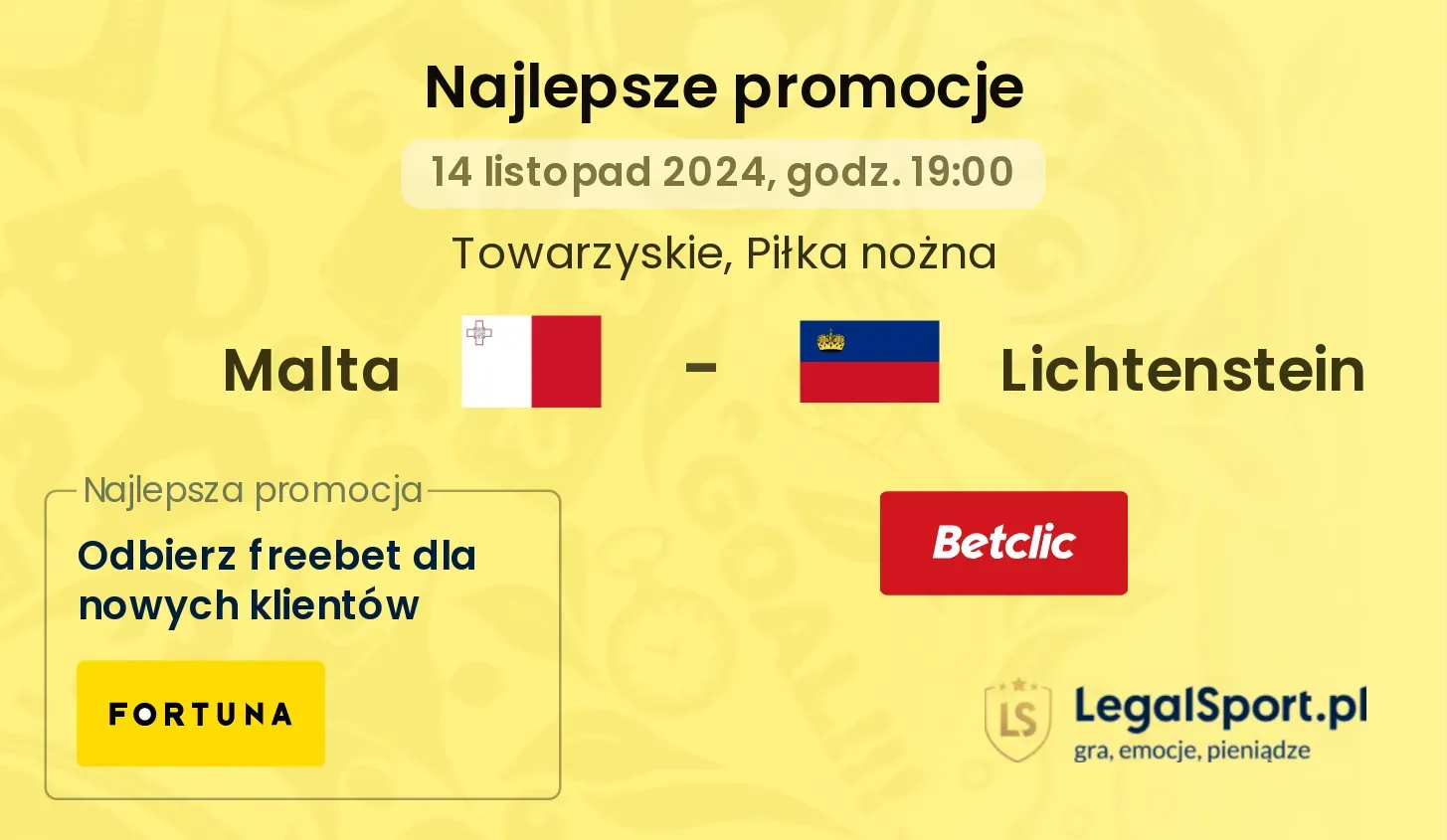 Malta - Lichtenstein promocje bukmacherskie 14.11, 19:00