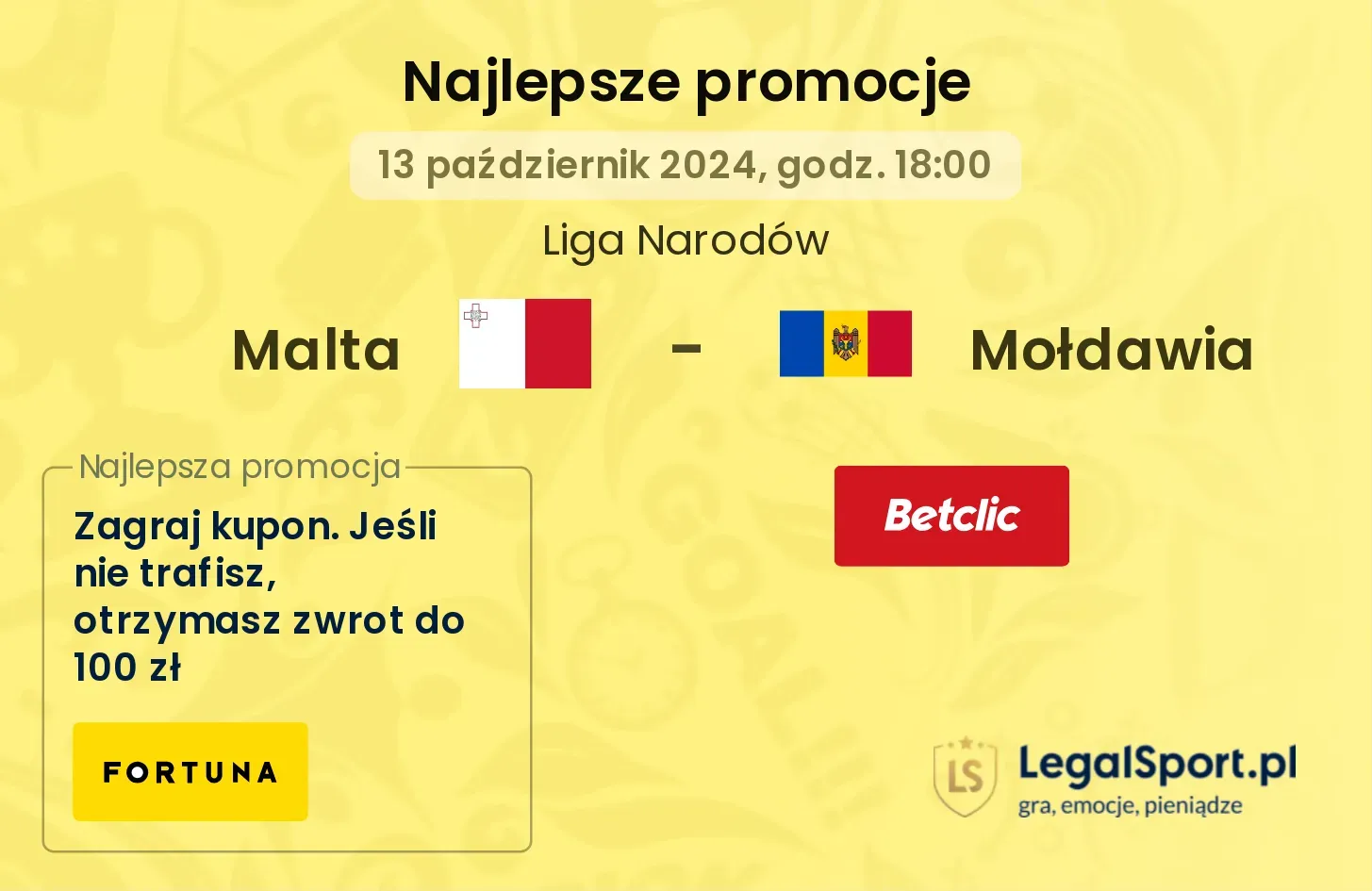 Malta - Mołdawia promocje bonusy na mecz