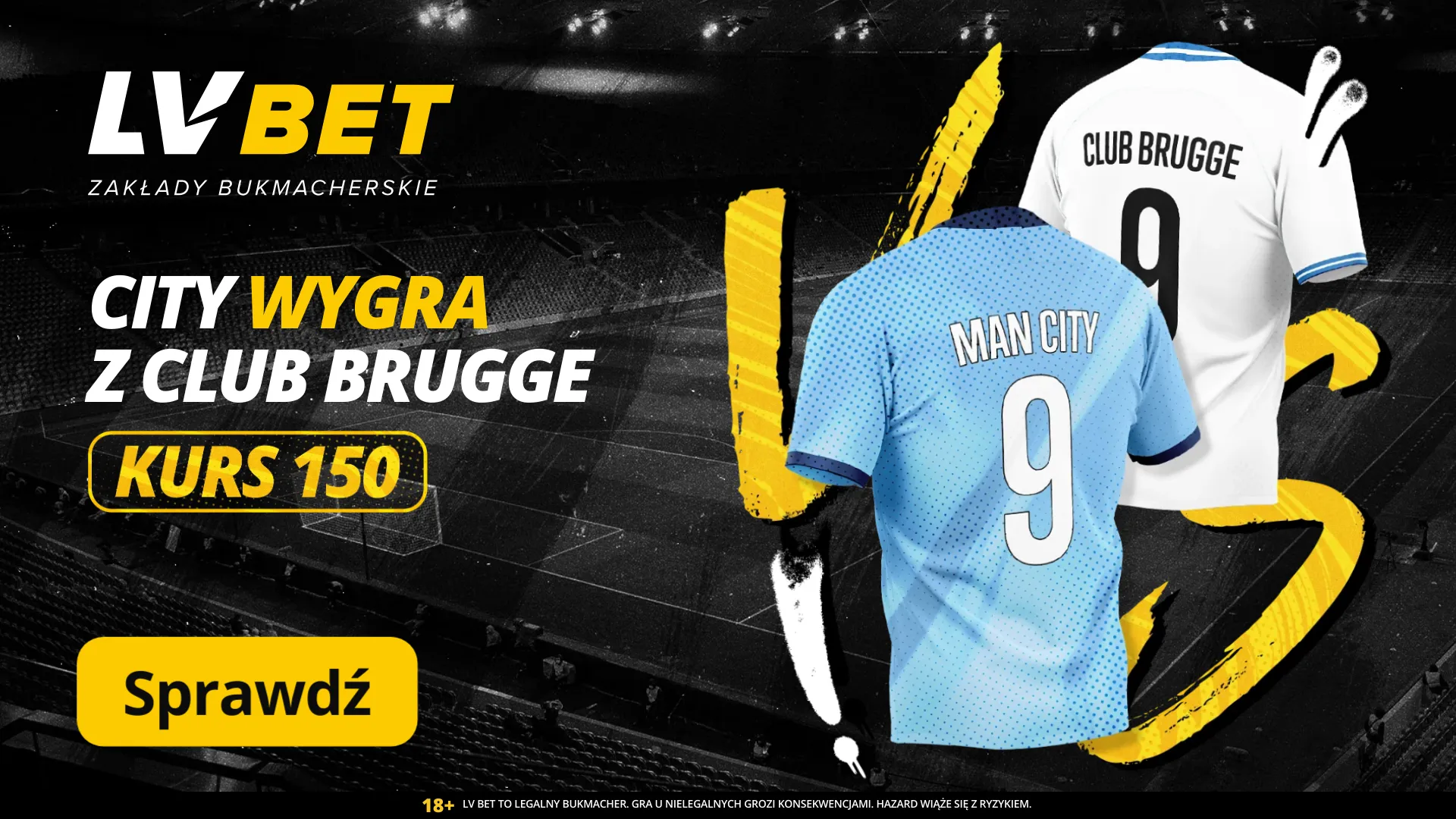 150 zł jeśli Manchester City pokona Club Brugge w 8. kolejce LM 2024/2025