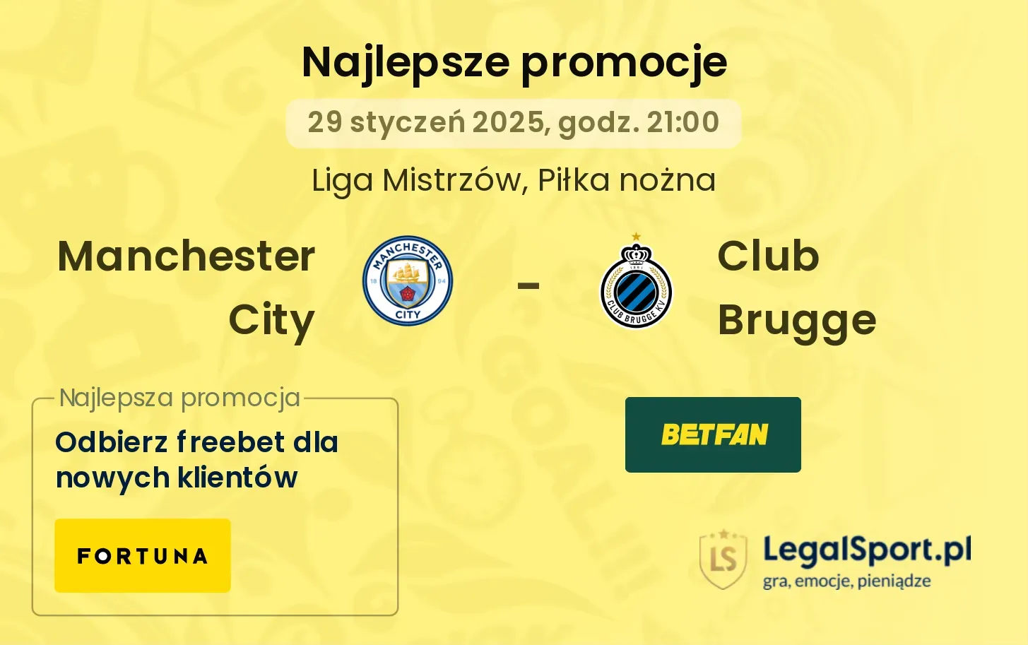 Do zgarnięcia u buków 550 zł za 3 zł za wygraną Manchesteru City z Brugge! 