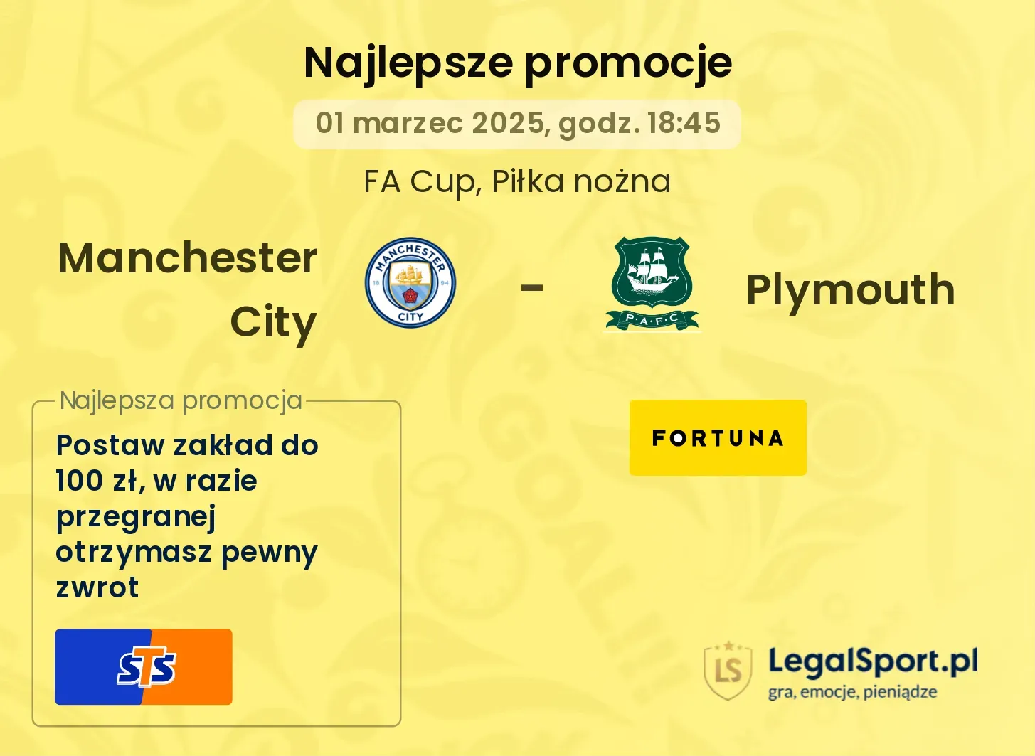 Manchester City - Plymouth promocje bonusy na mecz