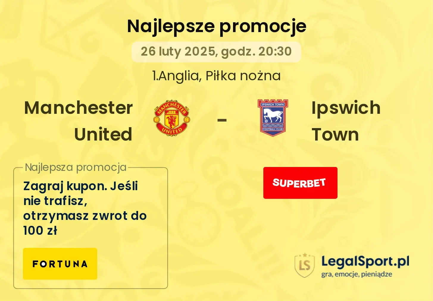 Manchester United - Ipswich Town promocje bonusy na mecz