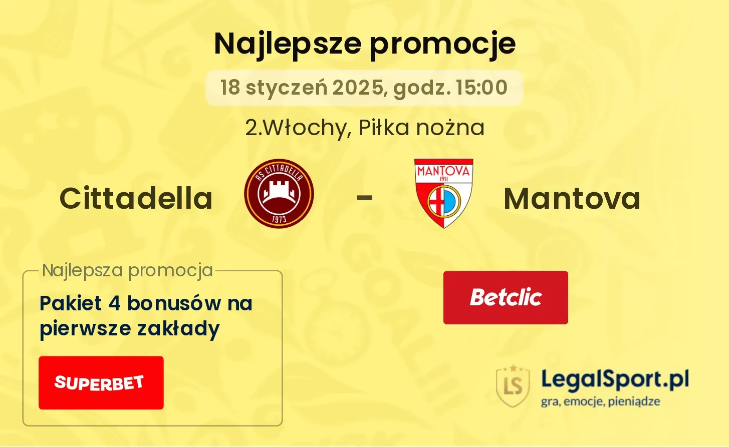 Cittadella - Mantova promocje u bukmacherów