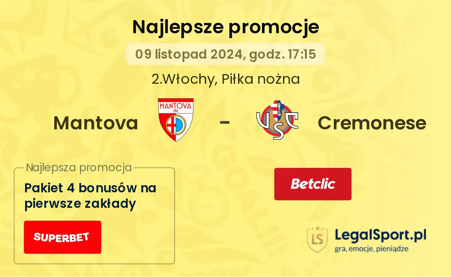 Mantova - Cremonese promocje bonusy na mecz