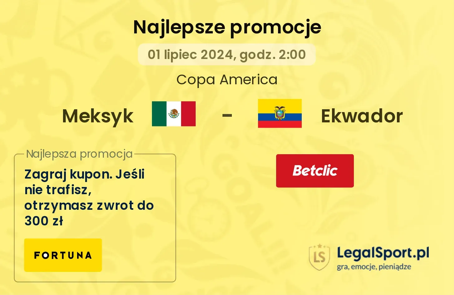 Meksyk - Ekwador promocje u bukmacherów (01.07, 02:00)