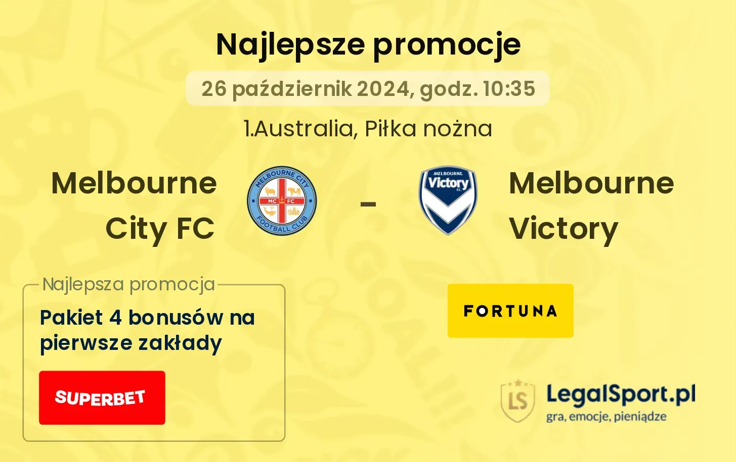 Melbourne City FC - Melbourne Victory promocje bonusy na mecz