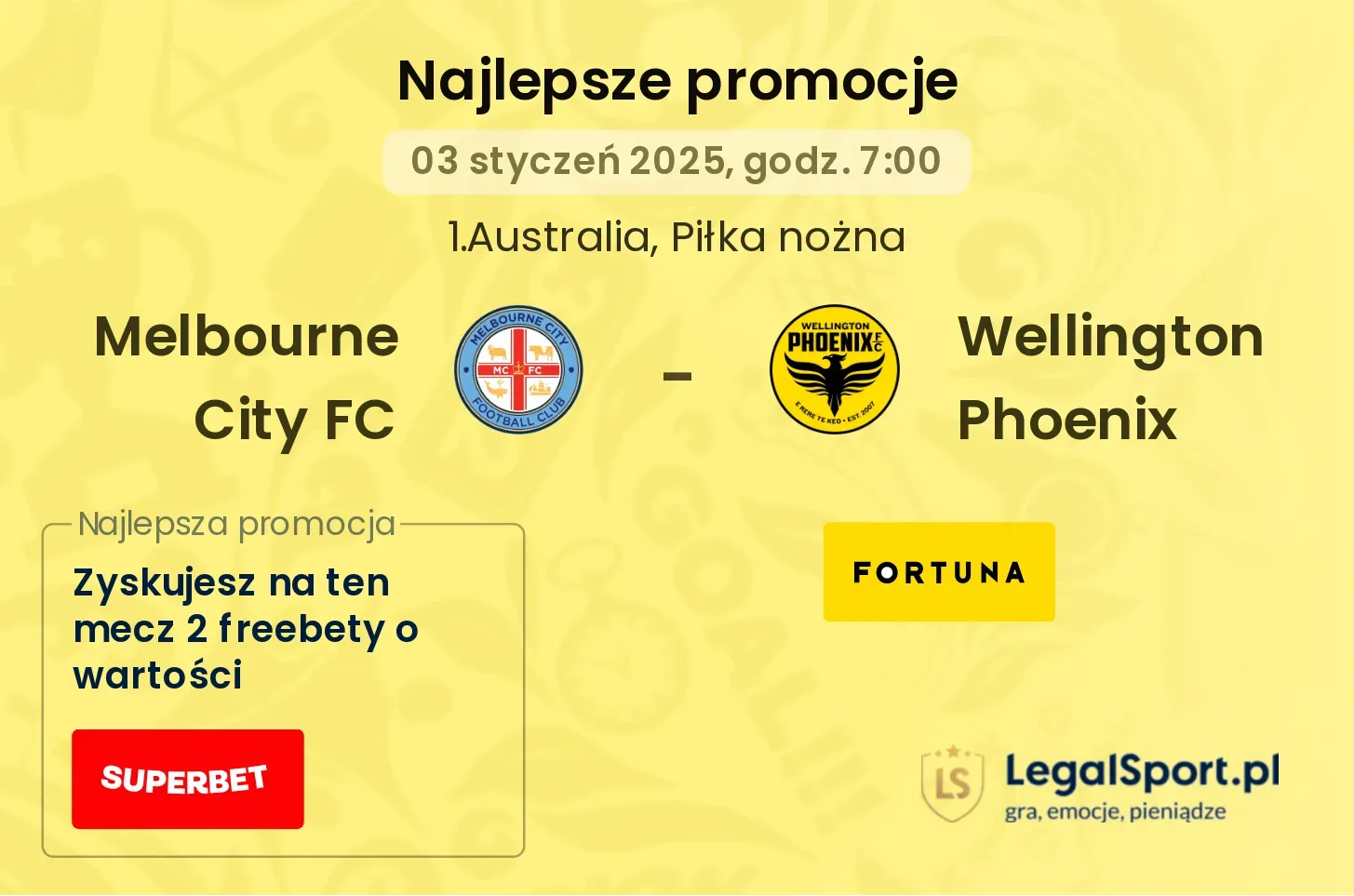 Melbourne City FC - Wellington Phoenix promocje bonusy na mecz