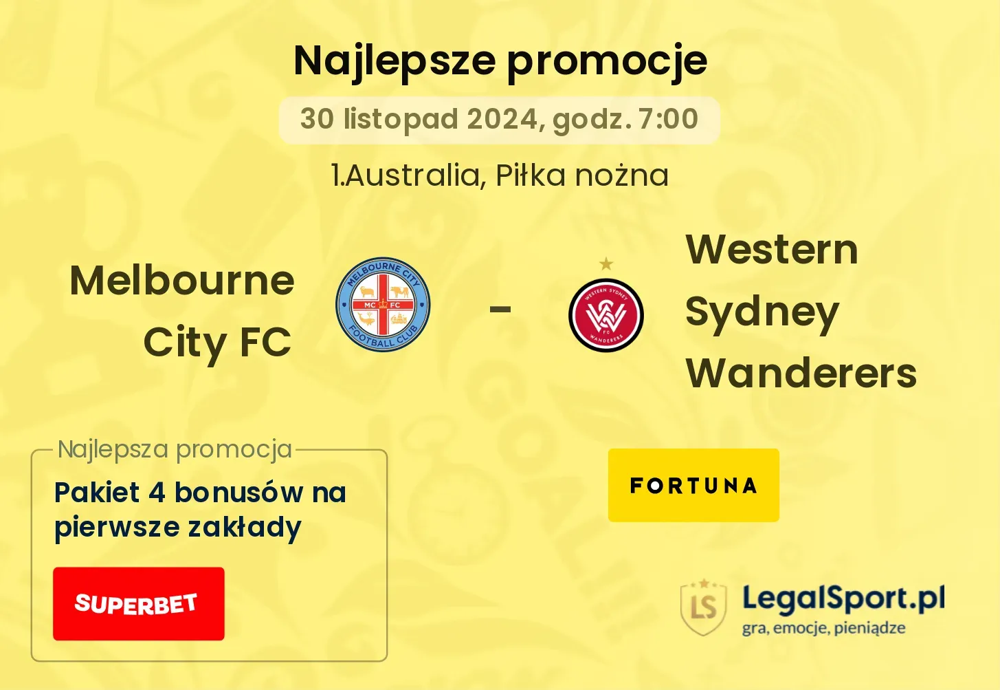 Melbourne City FC - Western Sydney Wanderers promocje bonusy na mecz