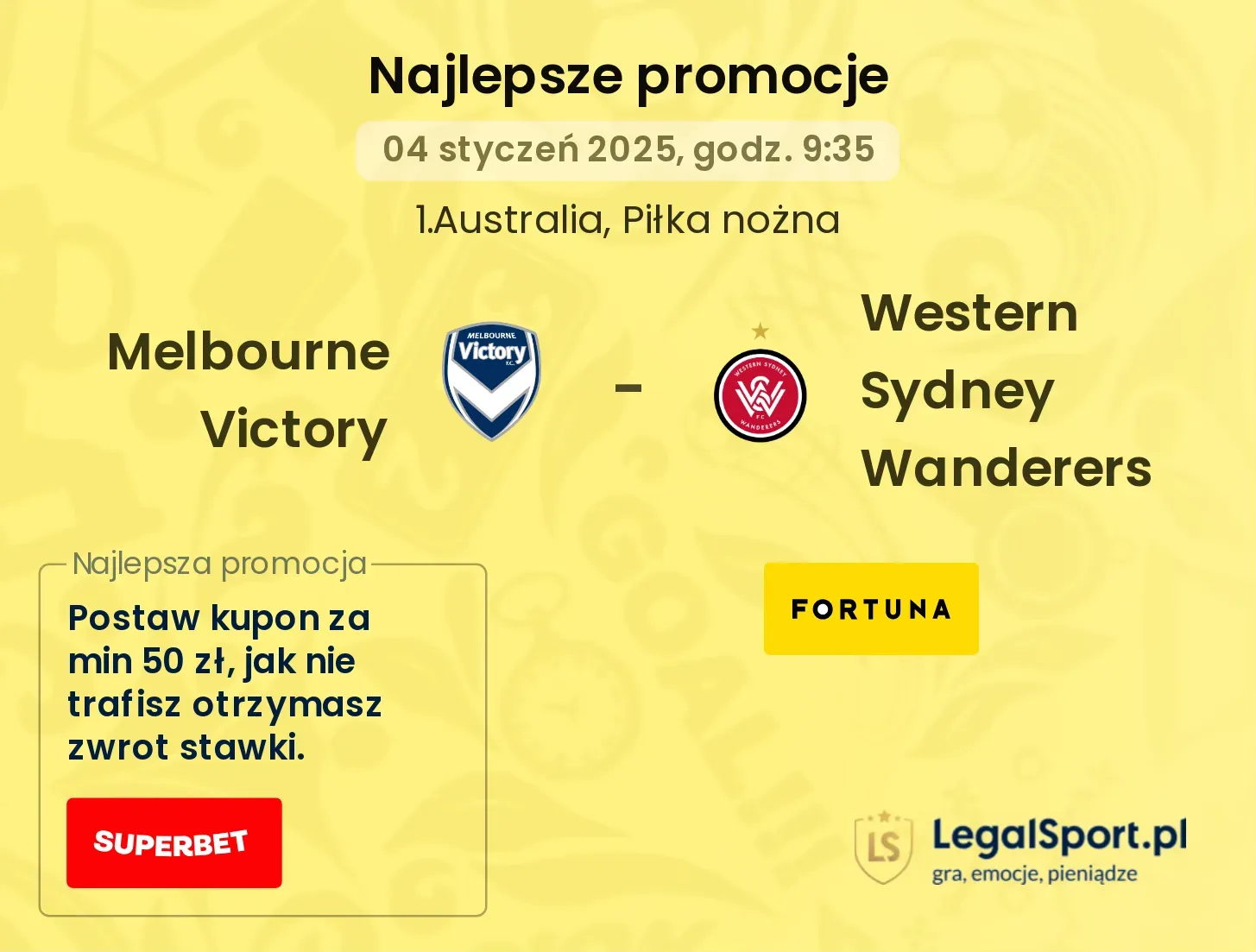 Melbourne Victory - Western Sydney Wanderers promocje bonusy na mecz