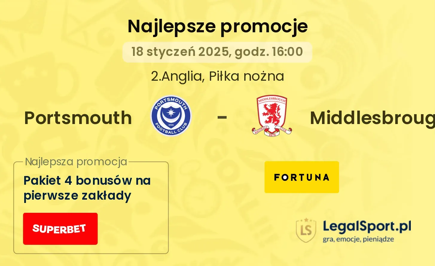 Portsmouth - Middlesbrough promocje bukmacherskie