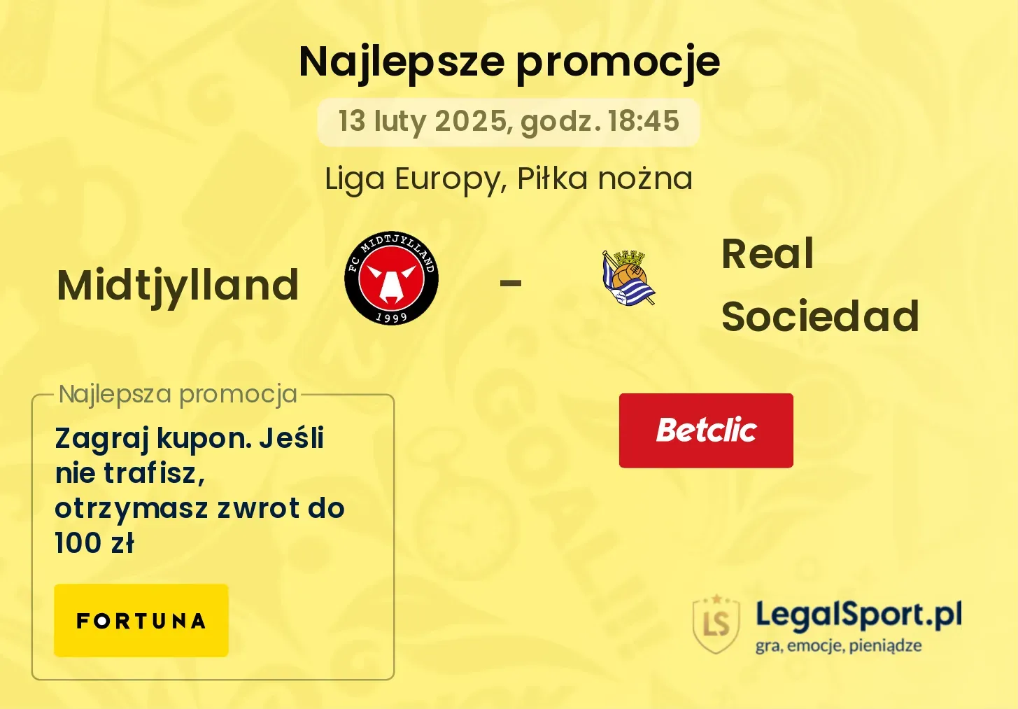 Midtjylland - Real Sociedad promocje bonusy na mecz