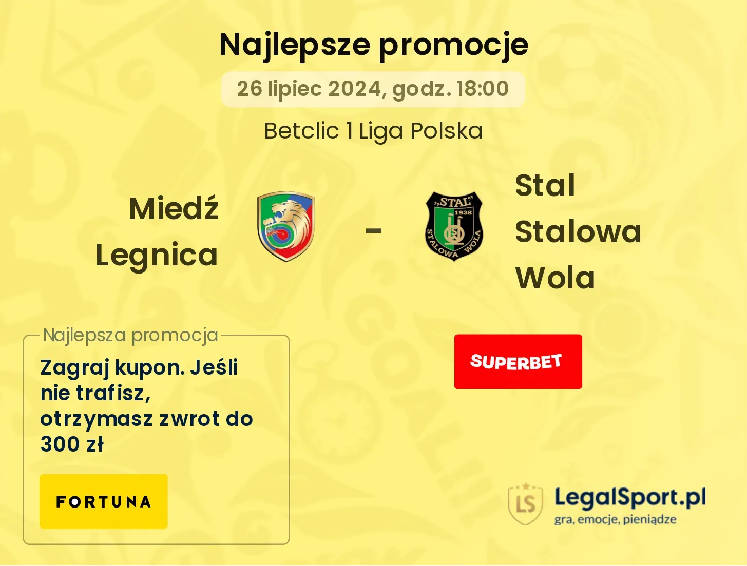 Miedź Legnica - Stal Stalowa Wola promocje bonusy na mecz